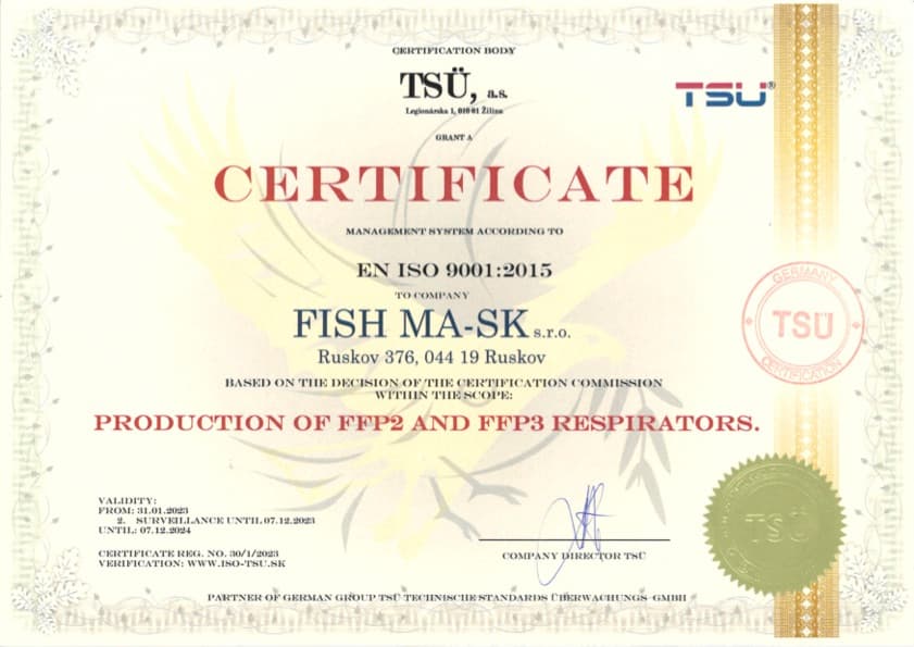Certificate ISO 9001:2015 — English version